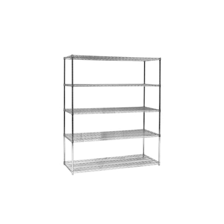 Technibilt Shelving Systems Unit, 5-Shelf, Chrome, 21x42x86 A148CH